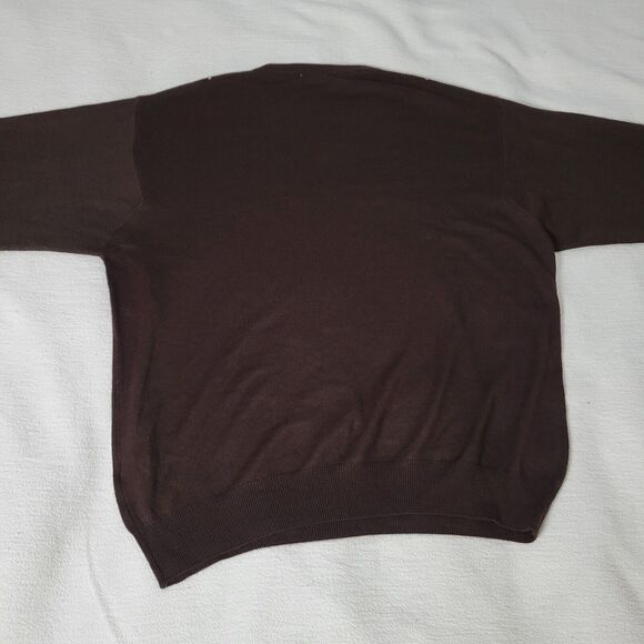 Turnbury Sweater Mens Size 48 Extra Fine Merino Wool V-Neck Pullover Brown Italy - Picture 13 of 16